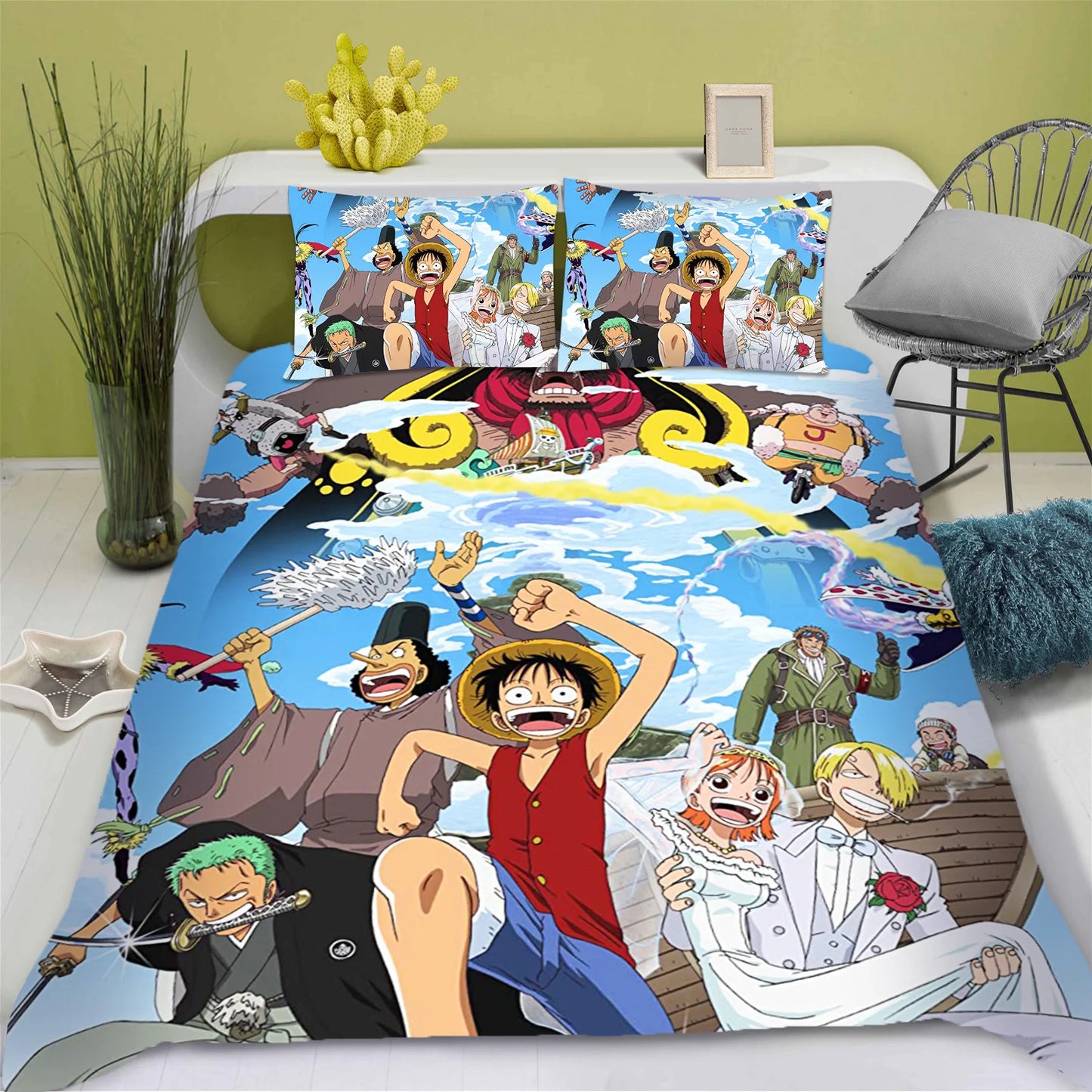 One Piece-bäddset – påslakanset med besättningen (Wano)