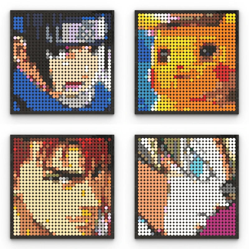 One Piece-mosaiktavla i pixelkonst – Porträtt av Roronoa Zoro (klossar)