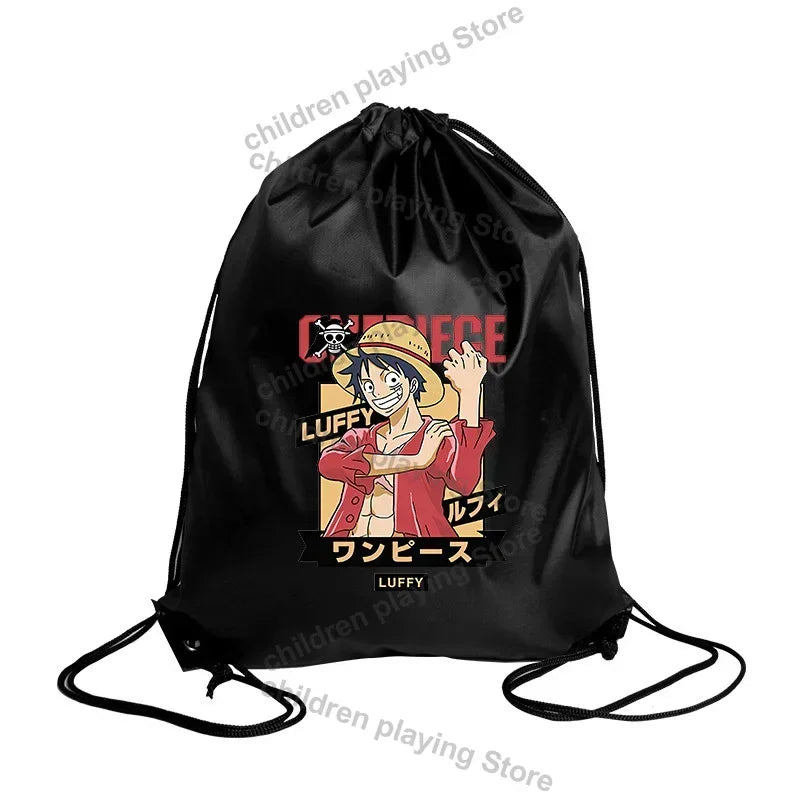 One Piece Drawstring Bag – Monkey D. Luffy Black & Red Manga