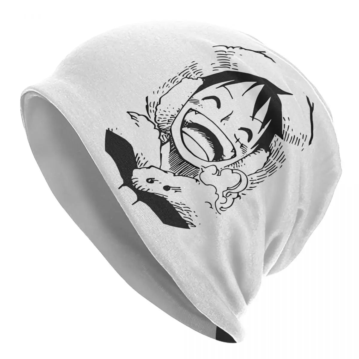 One Piece-mössa – Luffy skrattande skiss vit
