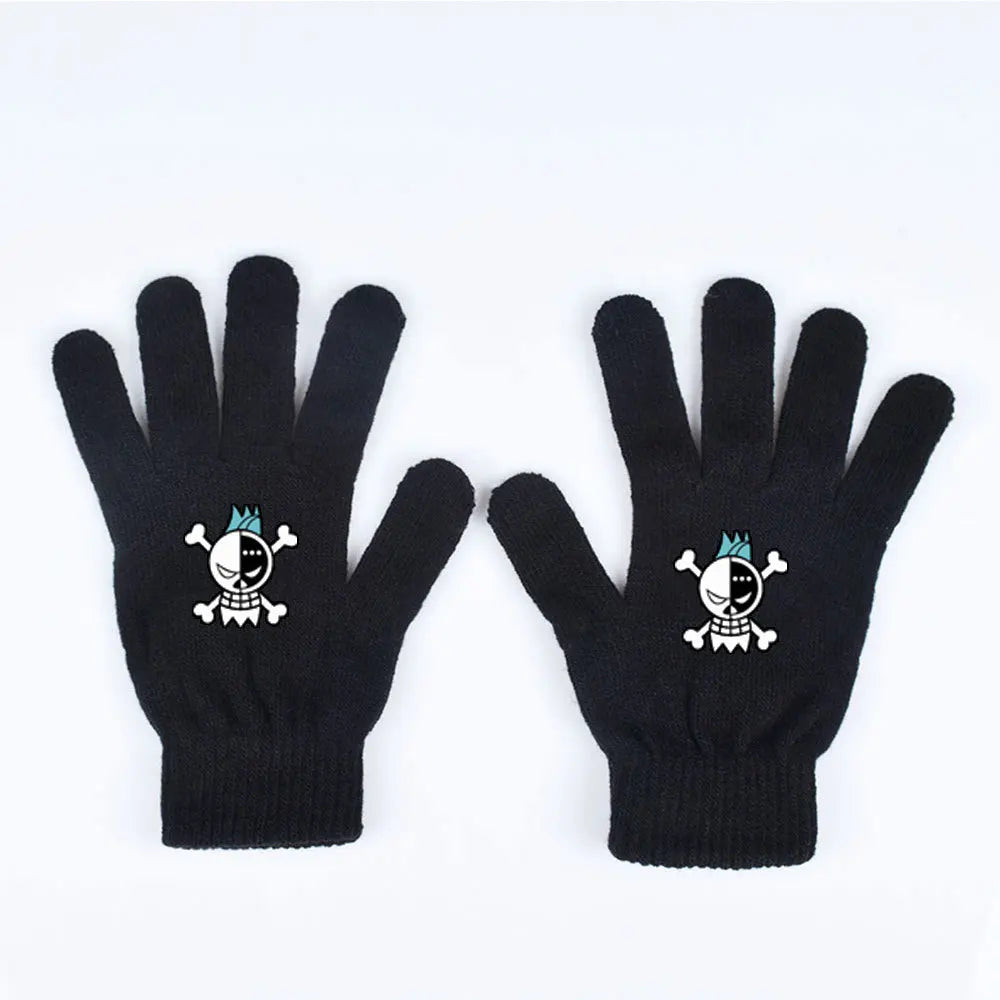 One Piece Gloves – Light Blue Pirate Skull