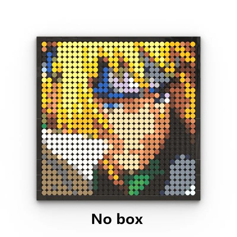 One Piece-mosaiktavla i pixelkonst – Porträtt av Roronoa Zoro (klossar)