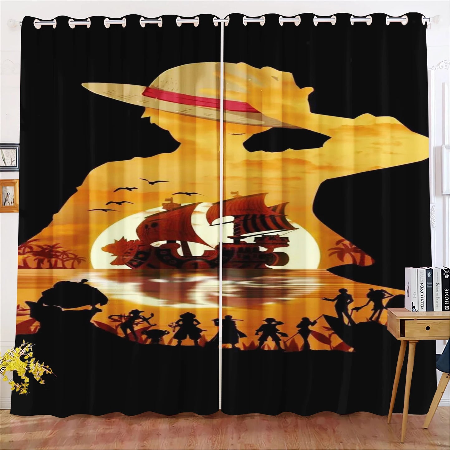 One Piece Curtain - Crew Silhouette at Sunset