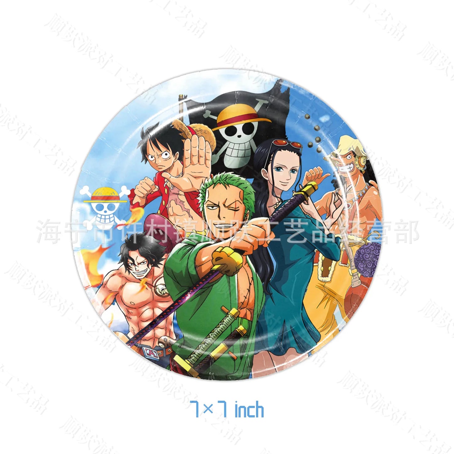 One Piece Round Plates - Wano Kuni-Style Crew Illustration