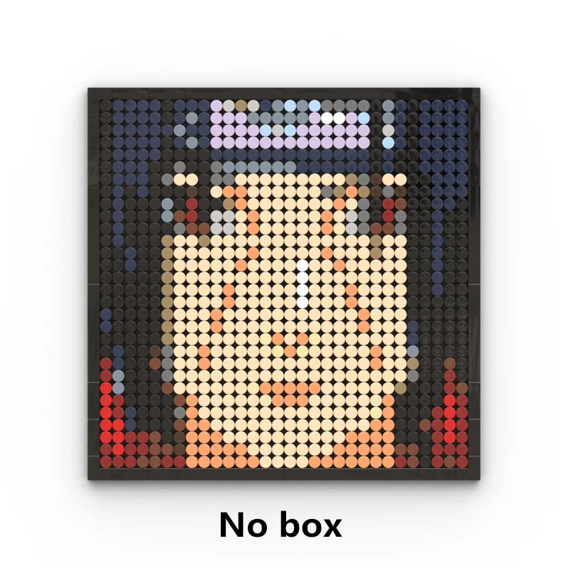 One Piece-mosaiktavla i pixelkonst – Porträtt av Roronoa Zoro (klossar)