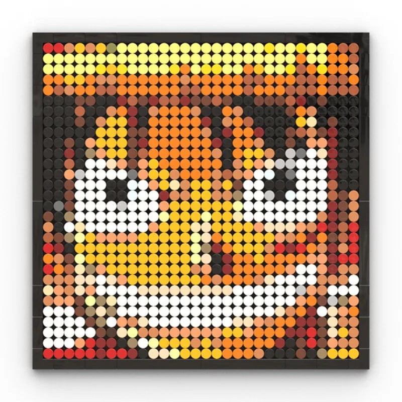 One Piece-mosaiktavla i pixelkonst – Porträtt av Roronoa Zoro (klossar)