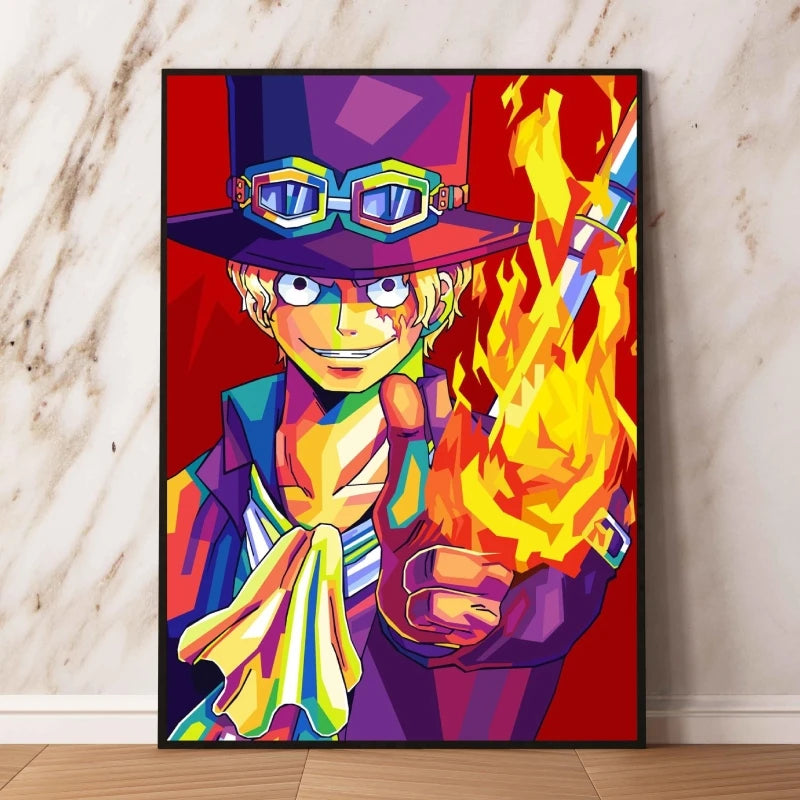 One Piece Pop Art Painting - Portgas D. Ace (Fire Fist)