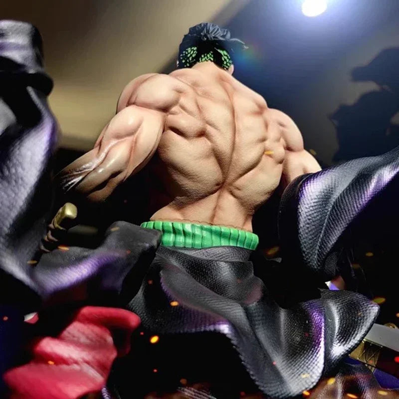 One Piece-figur – Roronoa Zoro med tre svärd (blå flammeffekter)