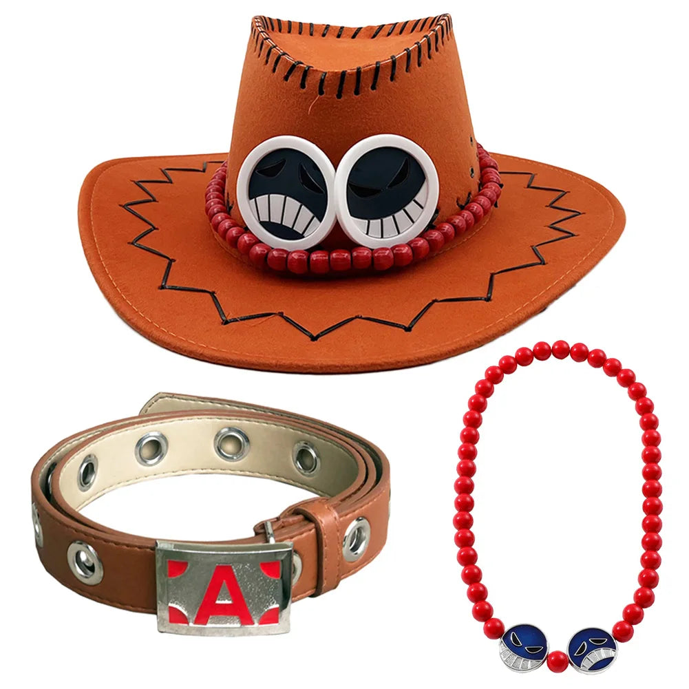 One Piece Ace Cosplay Set – Hat, Belt, and Necklace