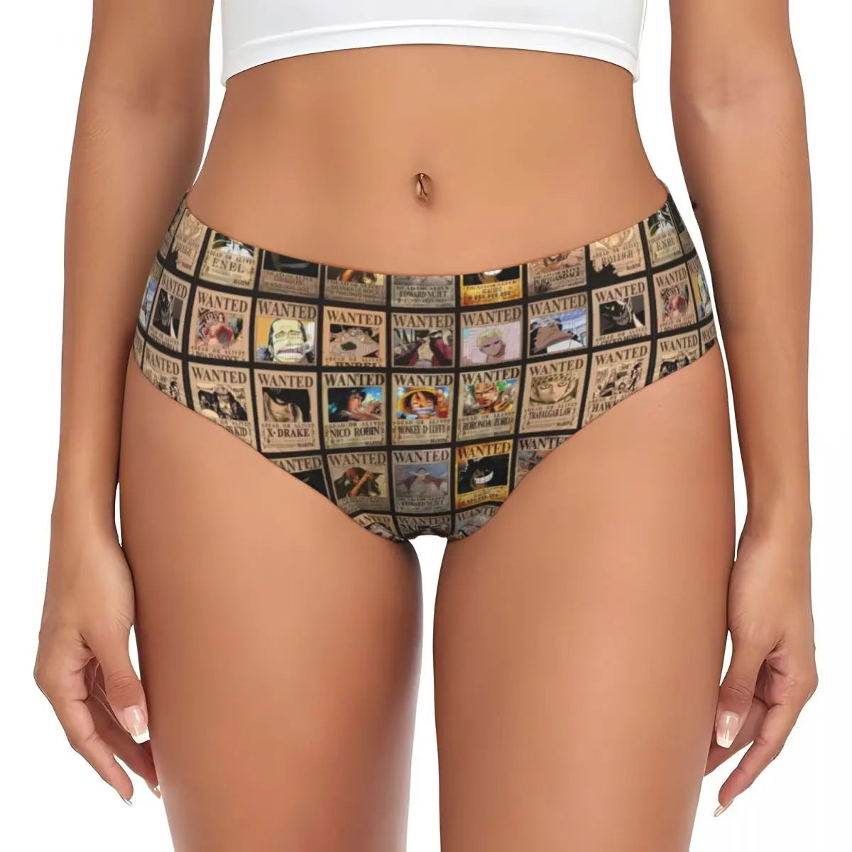 One Piece Briefs – Jolly Roger Logos Collage (Gray)