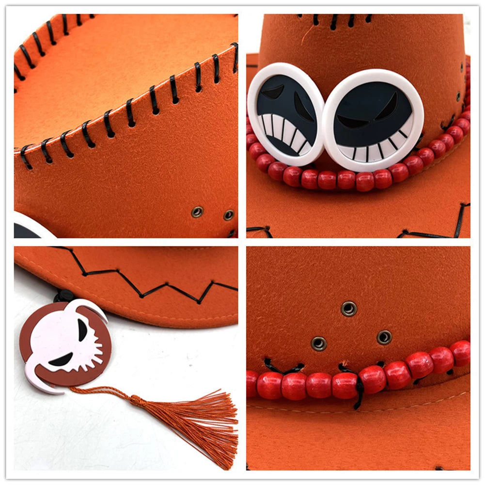 One Piece Ace Hat – Orange Felt and Badges