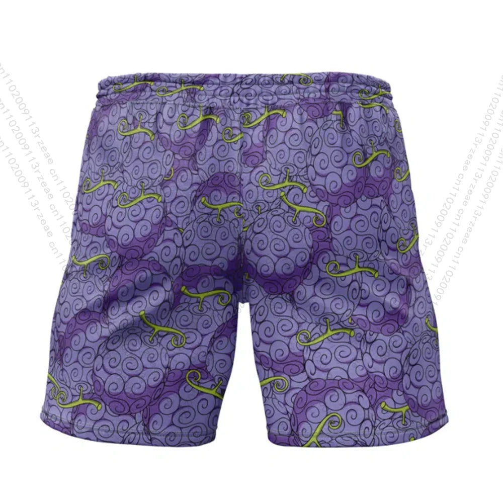 One Piece Swim Shorts - Devil Fruit Print (Purple)