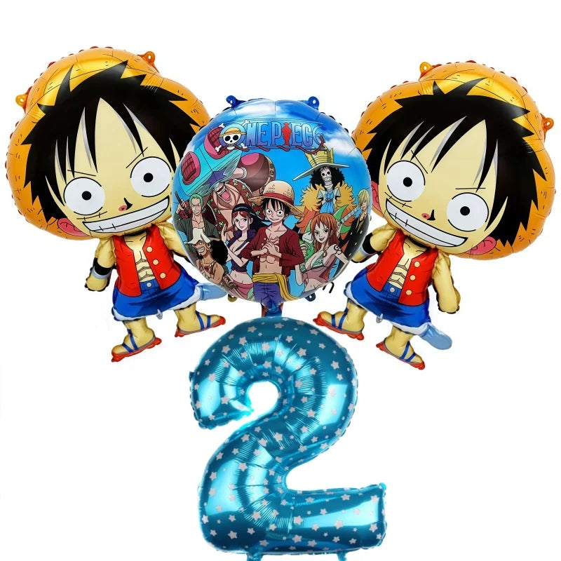 Zestaw balonów One Piece – dekoracja na 2. urodziny (niebieska cyfra)