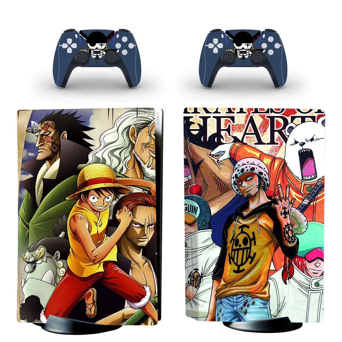 One Piece PS5 Stickers - Trio Luffy, Shanks, and Buggy the Clown