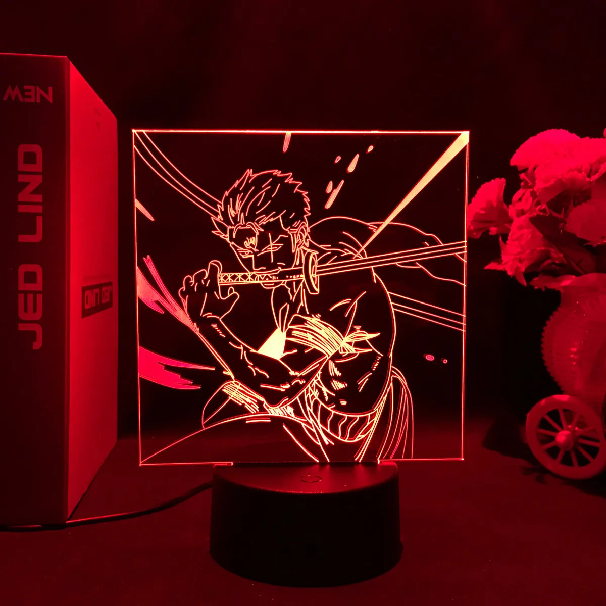 One Piece LED Night Light - Roronoa Zoro Wanted Poster (Red)