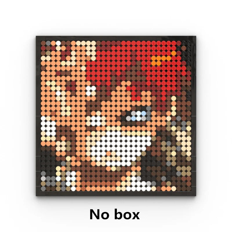 One Piece-mosaiktavla i pixelkonst – Porträtt av Roronoa Zoro (klossar)