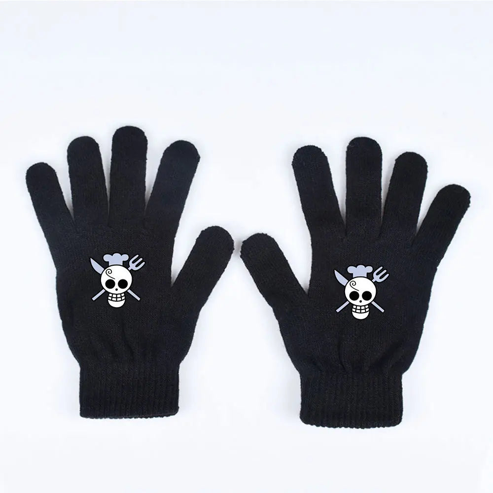 One Piece-handskar – Minimalistisk vit piratskalle