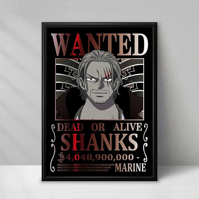 One Piece Wanted Poster - Red-Haired Shanks (Black & White)
