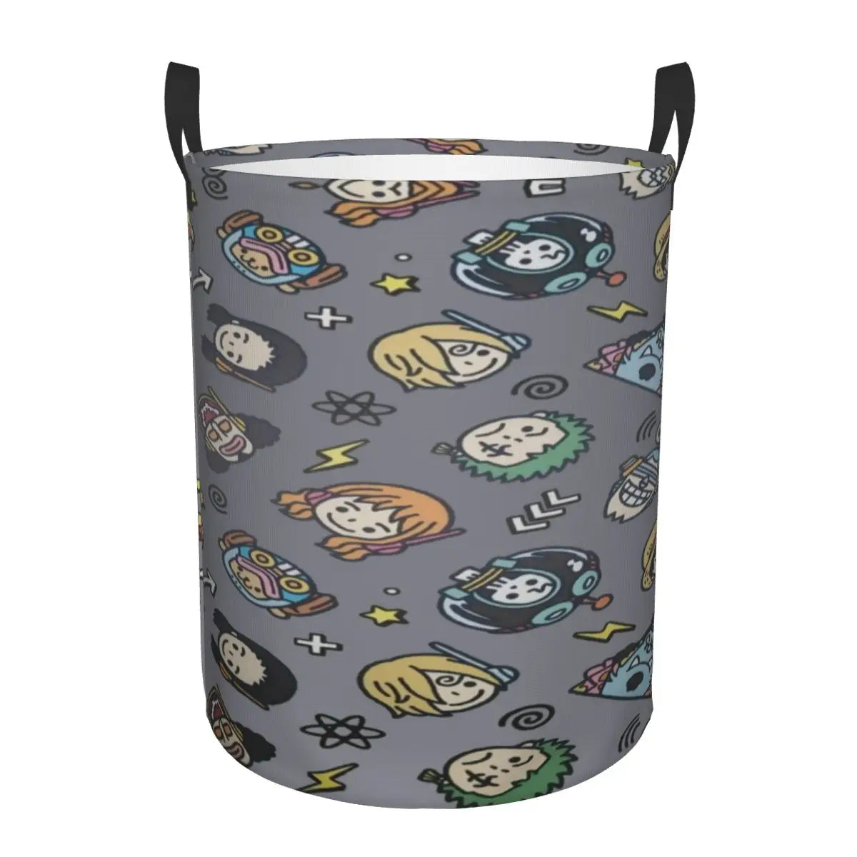 One Piece Laundry Basket - Straw Hat Icons and Patterns (Gray)