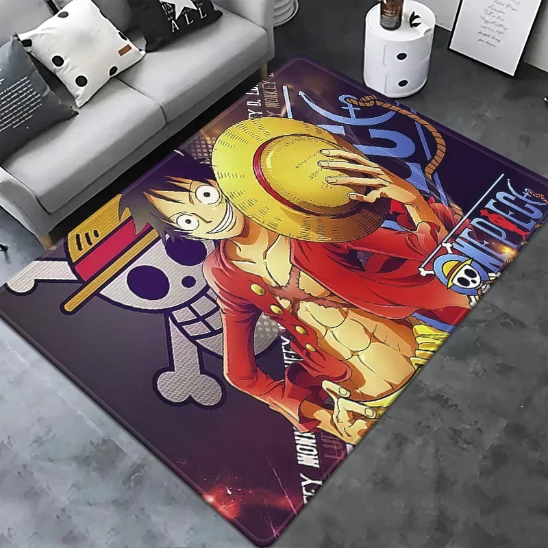 One Piece Rug - Luffy Portrait with Skull Background