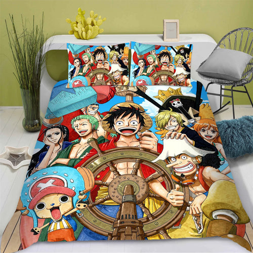 Komplet pościeli One Piece – załoga Słomkowego Kapelusza (kolorowy)