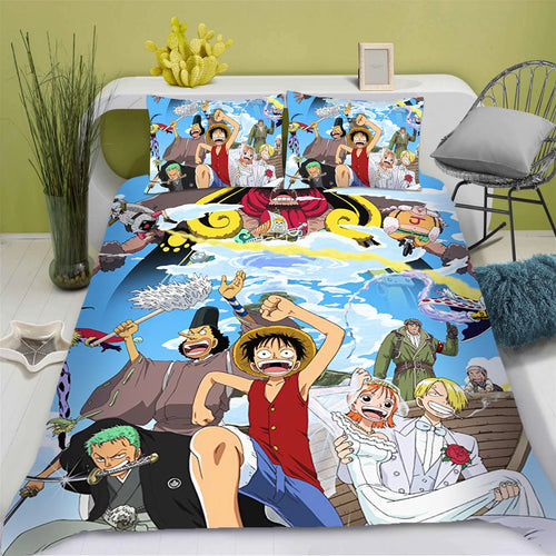 One Piece-bäddset – påslakanset med besättningen (Wano)