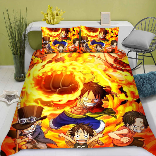 One Piece Bedding Set - Luffy & Ace (Brothers in Fire)