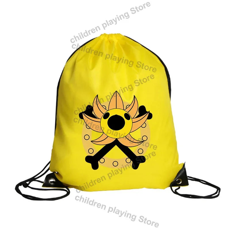 One Piece Drawstring Bag – Yellow Straw Hat Pirates Skull Emblem