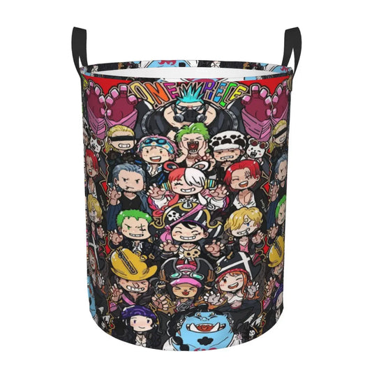 One Piece Laundry Basket - Multicolored Chibi Character Designs