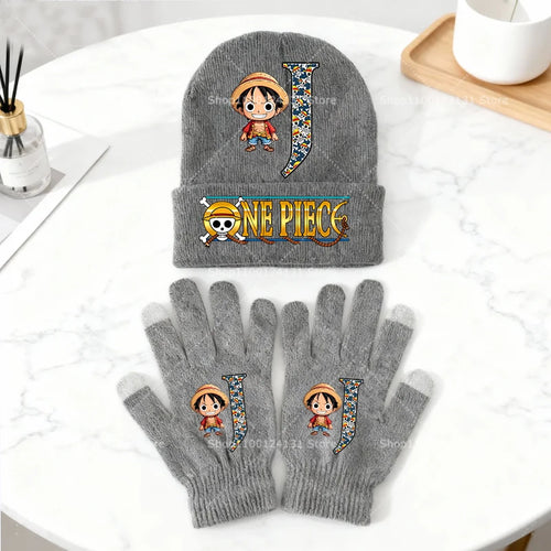 One Piece-set med mössa och handskar – Luffy chibi vinter