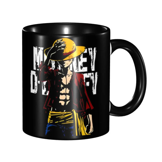 One Piece Mug - Monkey D. Luffy Inscription & Wooden Handle