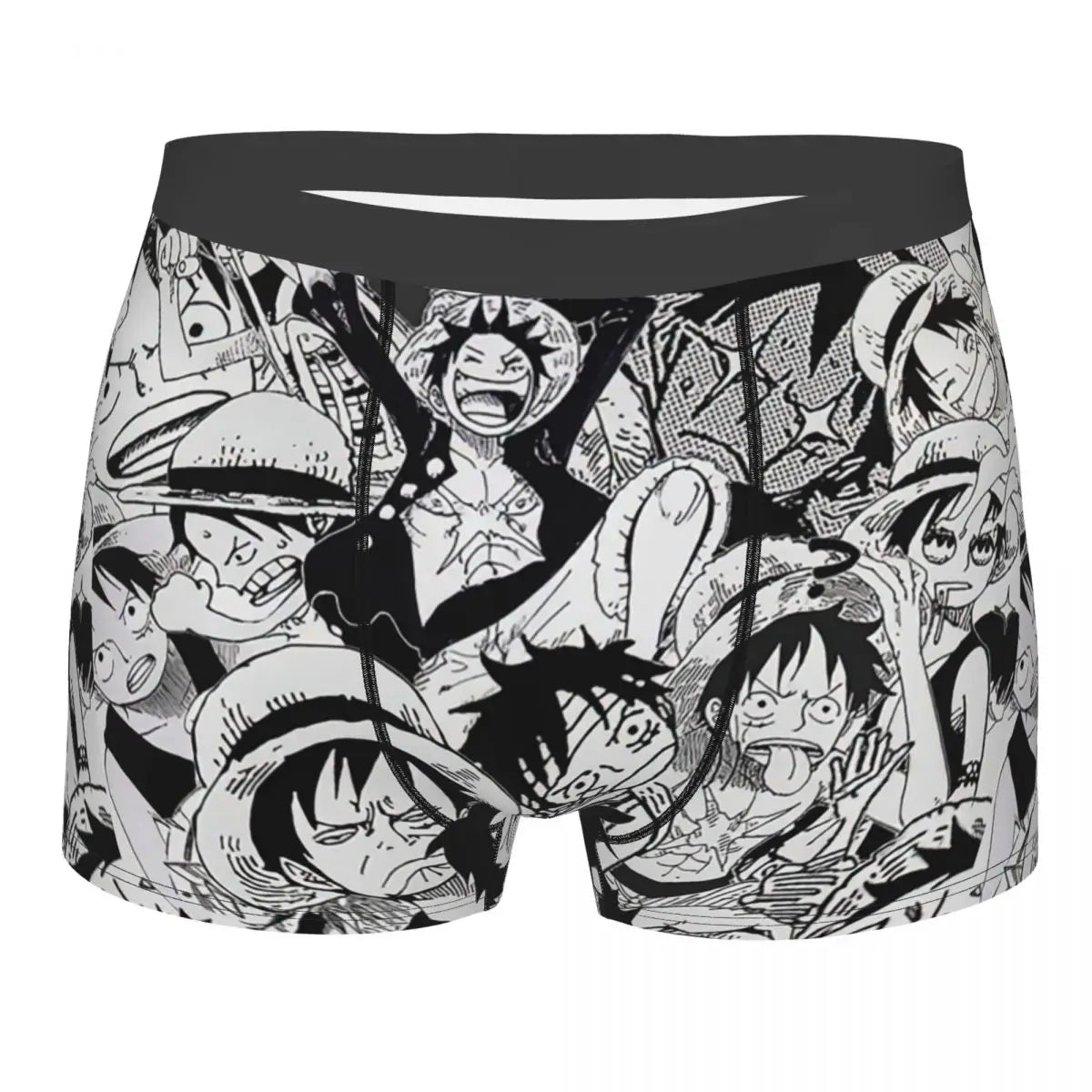 One Piece Boxer Briefs – Black & White Manga Action Collage
