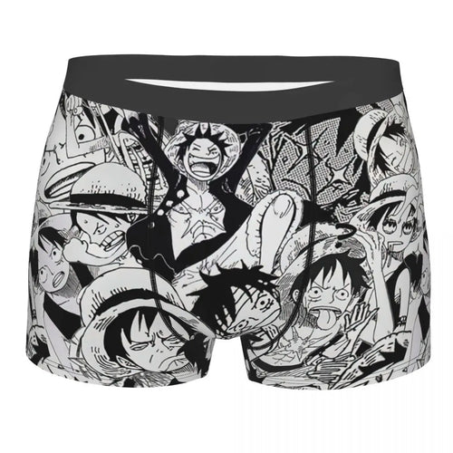 One Piece Boxer Briefs – Black & White Manga Action Collage