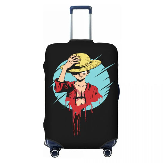 One Piece Suitcase Cover - Luffy Facing the Sea (Blue Circle)