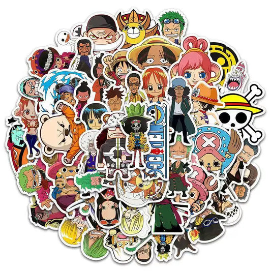 Zestaw 50 naklejek One Piece – winylowe naklejki do personalizacji