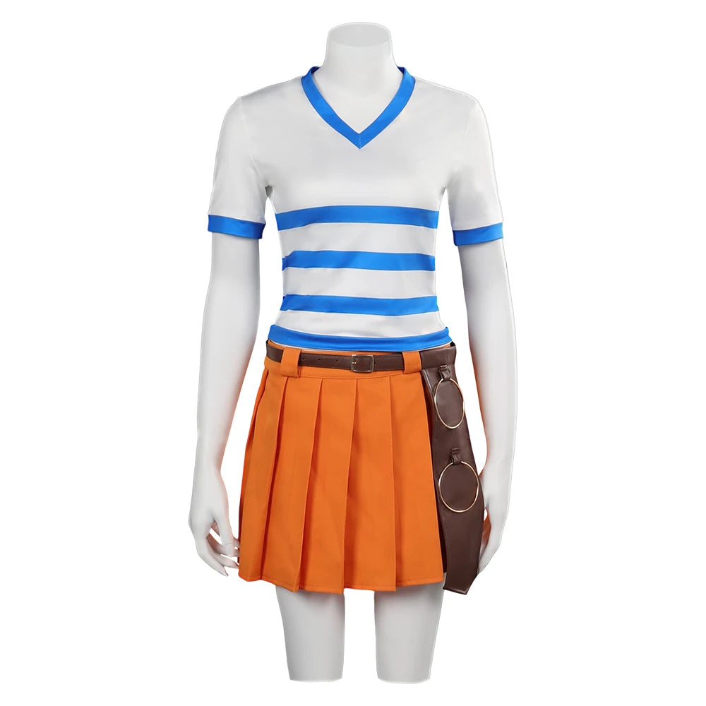 One Piece Cosplay Costume - Nami Outfit (School Set with Skirt)