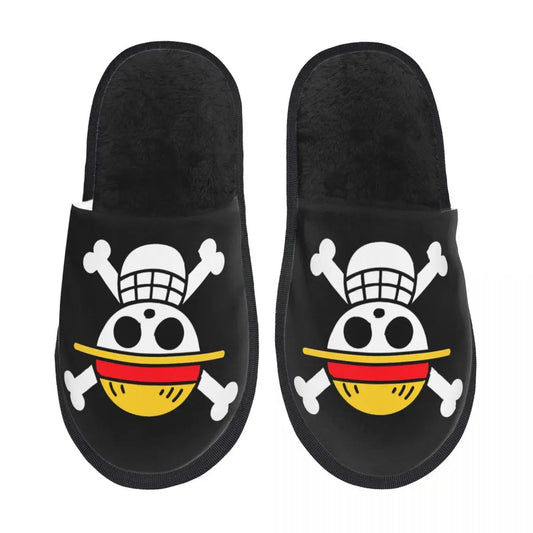 One Piece Slippers - Straw Hat Jolly Roger Pattern (Black)