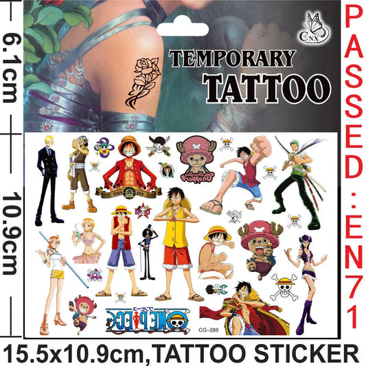 Arkusz tymczasowych tatuaży One Piece – postacie z arcu Wano