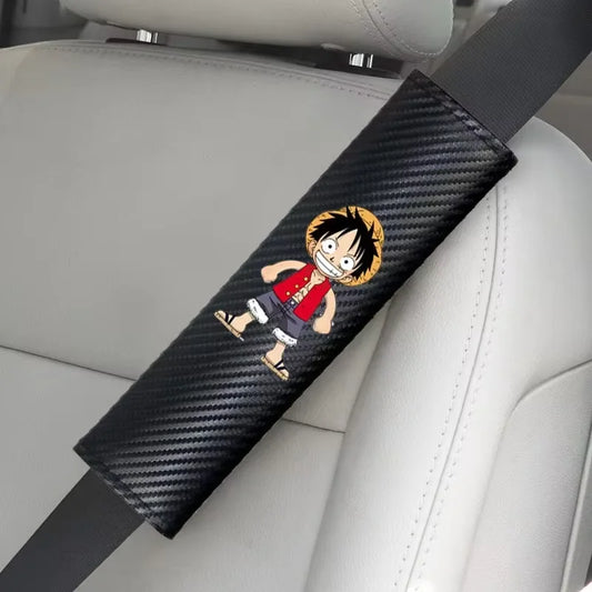 One Piece Seat Belt Covers - Monkey D. Luffy Design (PU Leather)