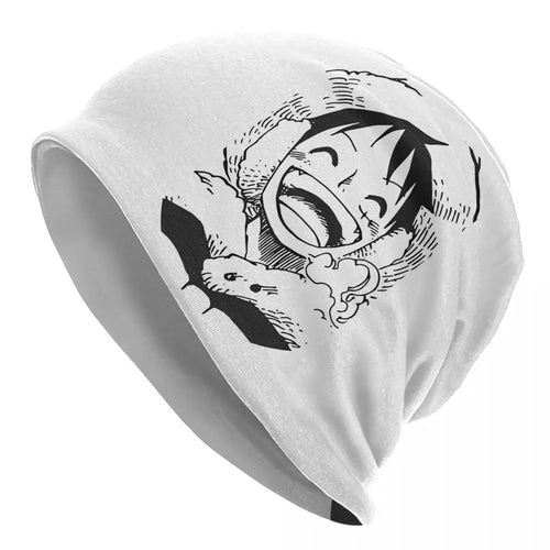 One Piece-mössa – Luffy skrattande skiss vit