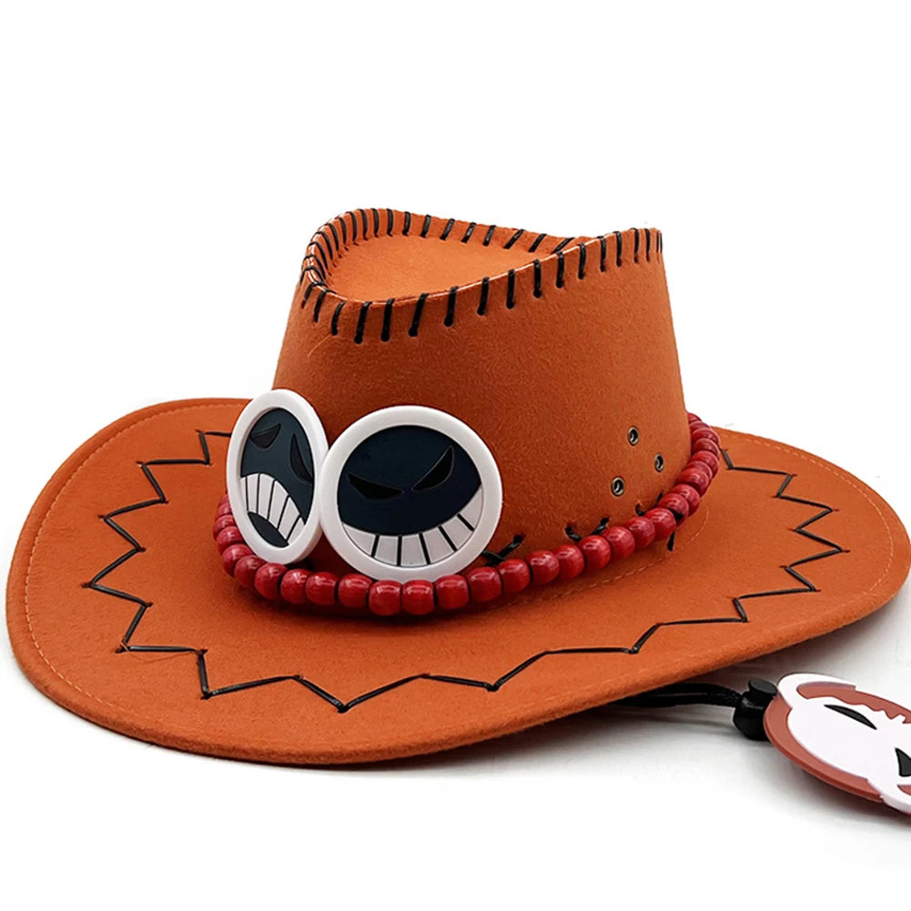 One Piece Ace Hat – Orange Felt and Badges