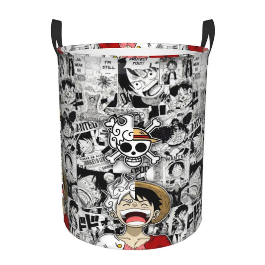 Tvättkorg One Piece – Luffy Gear 5 "Skull"-design i svart och vitt