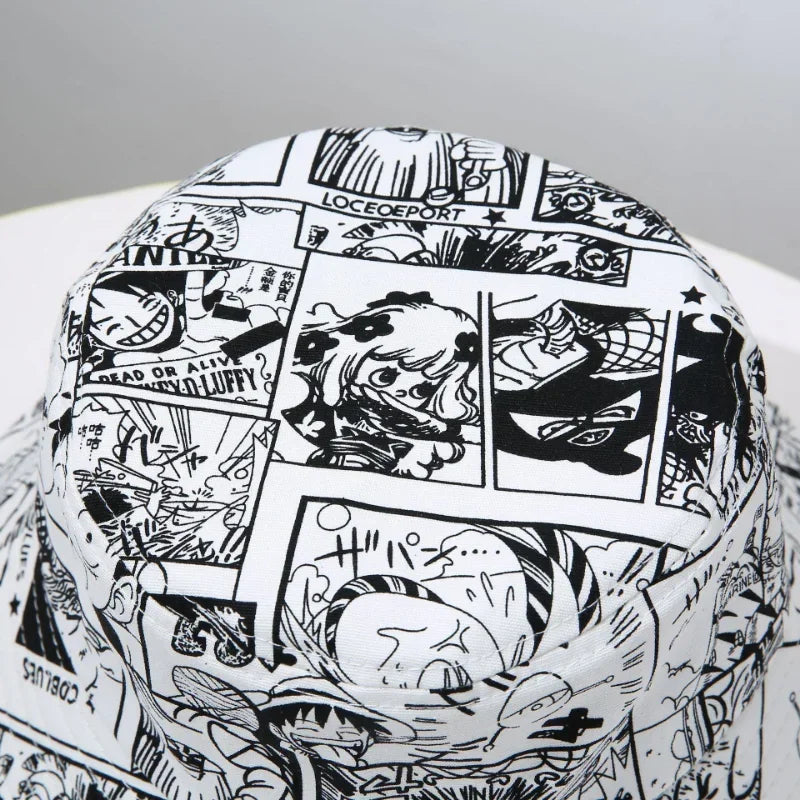 One Piece-bucket hat – Manga i svartvitt