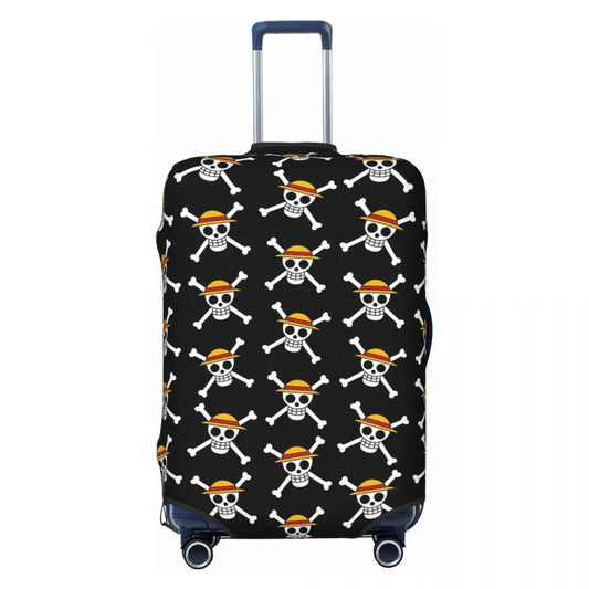 One Piece Suitcase Cover - Repeating Mini Jolly Roger Pattern