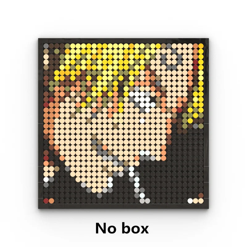 Obraz pixel art One Piece – portret Roronoa Zoro (zestaw klocków 32x32)
