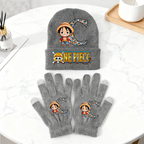 Zestaw czapki i rękawiczek One Piece – Luffy Zima Szary