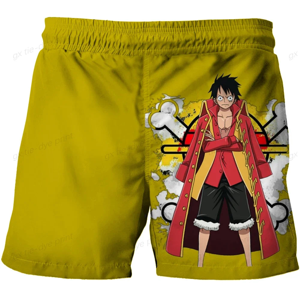 One Piece Swim Shorts – Yellow Design with Luffy “Land of Wano”