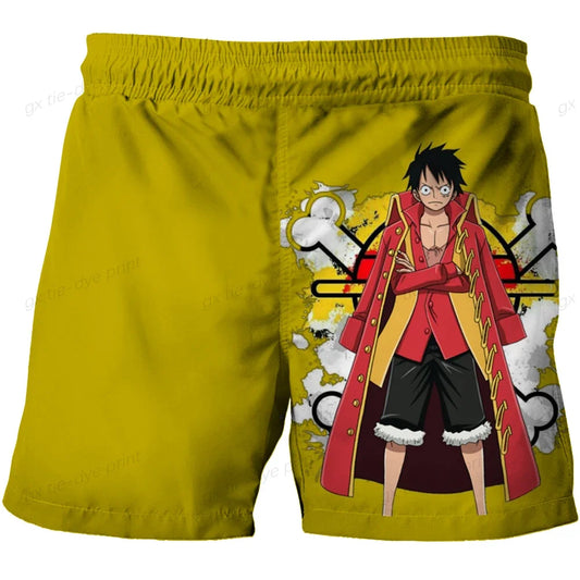 One Piece Swim Shorts – Yellow Design with Luffy “Land of Wano”