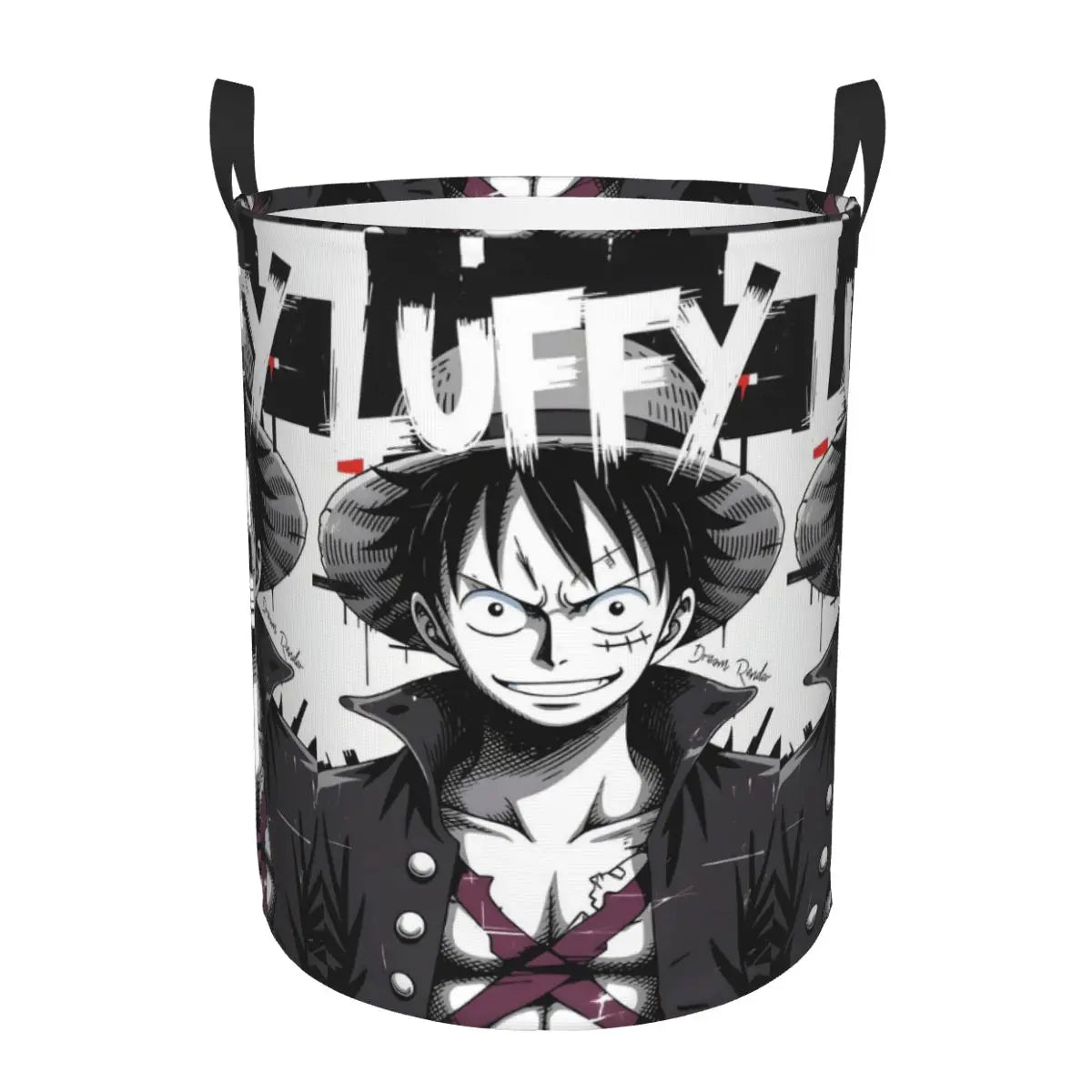 One Piece Storage Basket - Black-and-White Monkey D. Luffy Portrait
