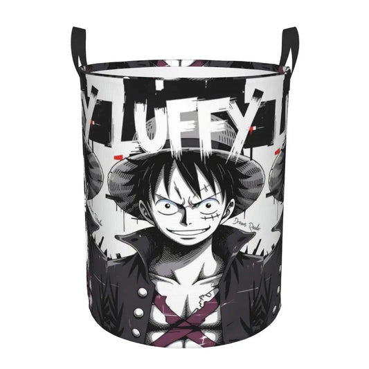 One Piece Storage Basket - Black-and-White Monkey D. Luffy Portrait